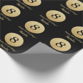 Papier Cadeau Joyeux 8e anniversaire Parties scintillant Noir et (Coin)