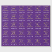 Papier Cadeau Joyeux 90e anniversaire Parties scintillant d'or e (Plat)