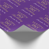 Papier Cadeau Joyeux 90e anniversaire Parties scintillant d'or e (Coin)