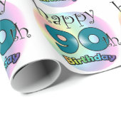 Papier Cadeau Joyeux 90ème anniversaire (Coin rond)