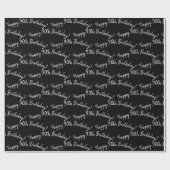 Papier Cadeau Joyeux 90ème anniversaire en noir (Plat)