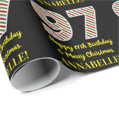 Papier Cadeau Joyeux 97e anniversaire & Joyeux Noël, Nom personn (Coin rond)