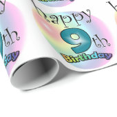 Papier Cadeau Joyeux 9e anniversaire (Coin rond)