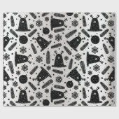 Papier Cadeau Joyeux Alien de vacances Reindeer Silver Black Sno (Plat)