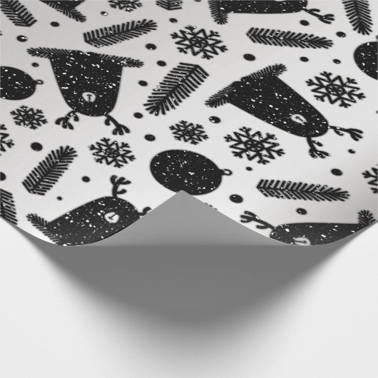 Papier Cadeau Joyeux Alien de vacances Reindeer Silver Black Sno (Coin)