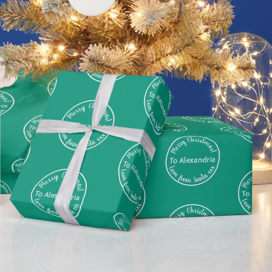 Papier Cadeau Joyeux Amour de Noël de Père Noël Vert clair (Vacances)