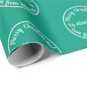 Papier Cadeau Joyeux Amour de Noël de Père Noël Vert clair (Coin rond)