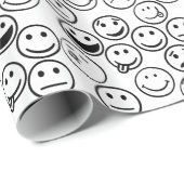 Papier Cadeau Joyeux Amusant Humour mignon Faces Anniversaire (Coin rond)