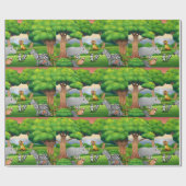 Papier Cadeau Joyeux animaux de la Jungle dans un paysage (Plat)