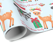 Papier Cadeau Joyeux animaux de Noël en bois (Coin rond)