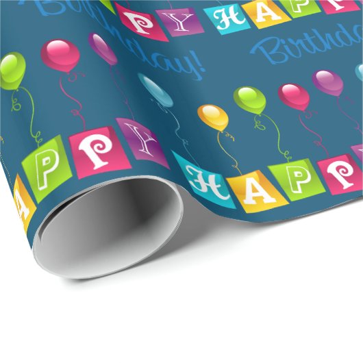 Papier Cadeau Joyeux anniversaire (Coin rond)