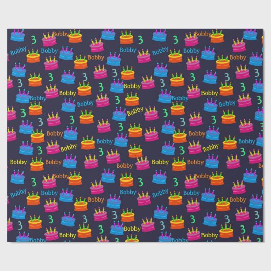 Papier Cadeau Joyeux anniversaire Ajouter le nom de l'enfant et (Plat)