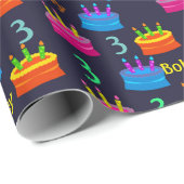 Papier Cadeau Joyeux anniversaire Ajouter le nom de l'enfant et  (Coin rond)