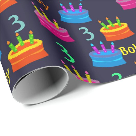 Papier Cadeau Joyeux anniversaire Ajouter le nom de l'enfant et (Coin rond)