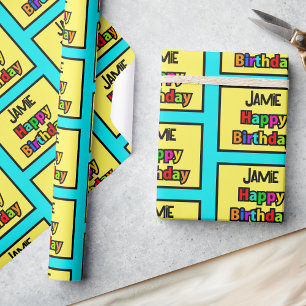 Papier Cadeau Joyeux Anniversaire Ajouter un nom Colorful Person