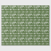 Papier Cadeau Joyeux anniversaire Art Déco Vert (Plat)