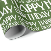 Papier Cadeau Joyeux anniversaire Art Déco Vert (Coin rond)