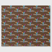 Papier Cadeau Joyeux Anniversaire Avec Cocktail Neon (Plat)