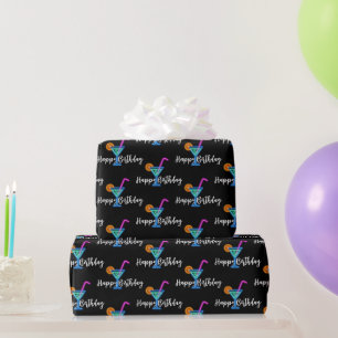 Papier Cadeau Joyeux Anniversaire Avec Cocktail Neon