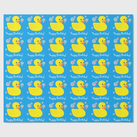 Papier Cadeau Joyeux anniversaire avec mignon en caoutchouc (Plat)