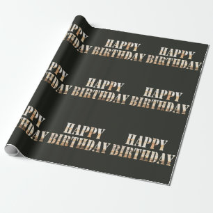 Papier cadeau Joyeux Anniversaire avec police en b