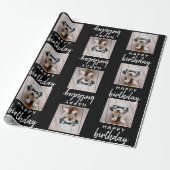 Papier Cadeau Joyeux anniversaire avec une photo d'un Carré - no (Déroulé)