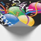 Papier Cadeau Joyeux Anniversaire Ballons en papier noir (Coin)