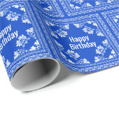 Papier Cadeau Joyeux Anniversaire Bandana Bleue (Coin rond)