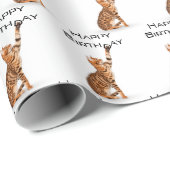Papier Cadeau Joyeux anniversaire Bengale Chat (Coin rond)