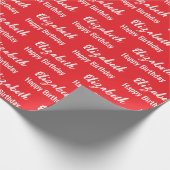 Papier Cadeau Joyeux Anniversaire blanc Nom de script rouge bril (Coin)