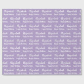Papier Cadeau Joyeux Anniversaire Blanc Nom Script Pale Purple (Plat)