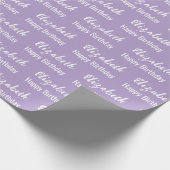 Papier Cadeau Joyeux Anniversaire Blanc Nom Script Pale Purple (Coin)