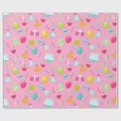 Papier Cadeau Joyeux Anniversaire Cake Balloons Candles présente (Plat)