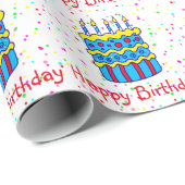 Papier Cadeau Joyeux Anniversaire Cake Confetti Party papier d'e (Coin rond)