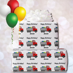 Papier Cadeau Joyeux Anniversaire Camion Personnaliser le nom du