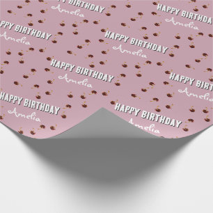Papier Cadeau Joyeux Anniversaire Cerise Douce Personnalisé