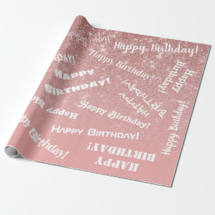 Papier Cadeau Joyeux Anniversaire Chic Rose Parties scintillant 