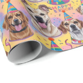 Papier Cadeau Joyeux Anniversaire Chiens (Coin rond)