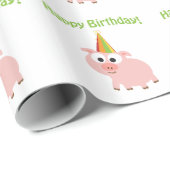 Papier Cadeau Joyeux anniversaire ! Cochon mignon (Coin rond)