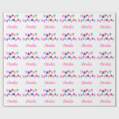 Papier Cadeau Joyeux anniversaire coloré Nom personnalisé (Plat)