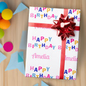 Papier Cadeau Joyeux anniversaire coloré Nom personnalisé
