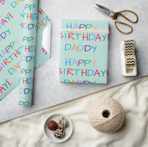 Papier Cadeau Joyeux Anniversaire coloré Papa - Fun & Bold Lettr