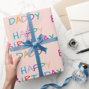 Papier Cadeau Joyeux Anniversaire coloré Papa - Fun & Bold Lettr