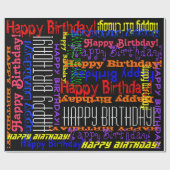 Papier Cadeau Joyeux Anniversaire Colorful Word Jumble (Plat)