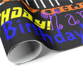 Papier Cadeau Joyeux Anniversaire Colorful Word Jumble (Coin rond)