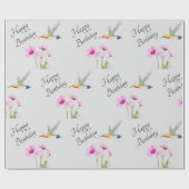 Papier Cadeau Joyeux Anniversaire Cosmos et Colibri (Plat)
