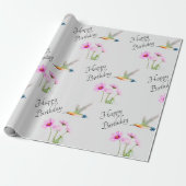 Papier Cadeau Joyeux Anniversaire Cosmos et Colibri (Déroulé)