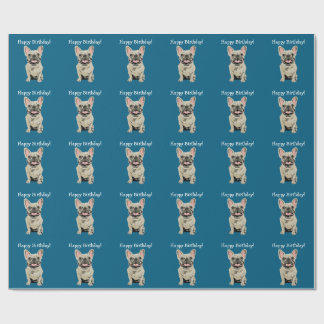 Papier Cadeau Joyeux anniversaire -Cream French Bulldog