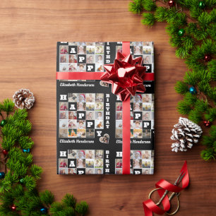 Papier Cadeau Joyeux anniversaire Custom 21 Photo Collage Cadeau