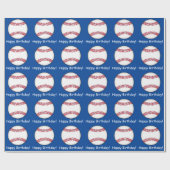 Papier Cadeau Joyeux anniversaire de base-ball (Plat)